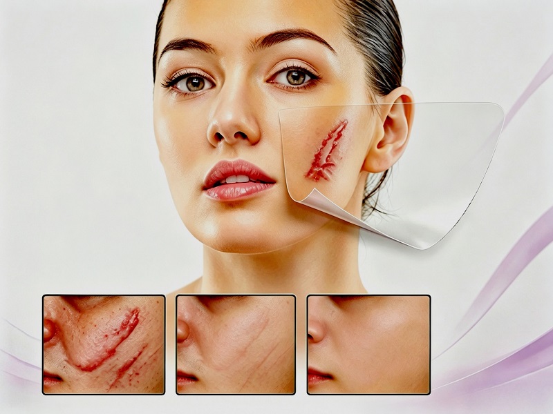 CmallBio Silicone Scar Dressings ທີ່ເຫມາະສົມສໍາລັບການຟື້ນຕົວບາດແຜຂອງການຜ່າຕັດເຄື່ອງສໍາອາງ